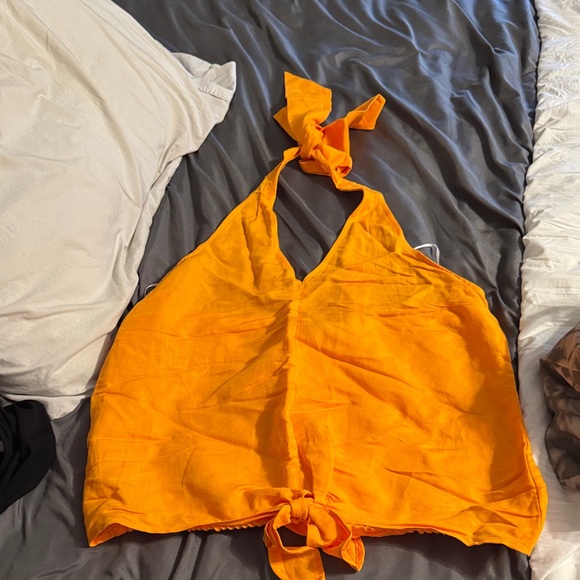 Vibrant Orange Halter Top - Picture 1 of 2